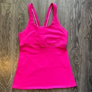 Lululemon Hot Pink Racerback Mesh Keyhole Tank Top